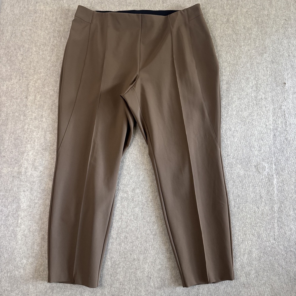 Lafayette 148 New York Gramercy Side Zip Stretch Pants Womens 20W Taupe